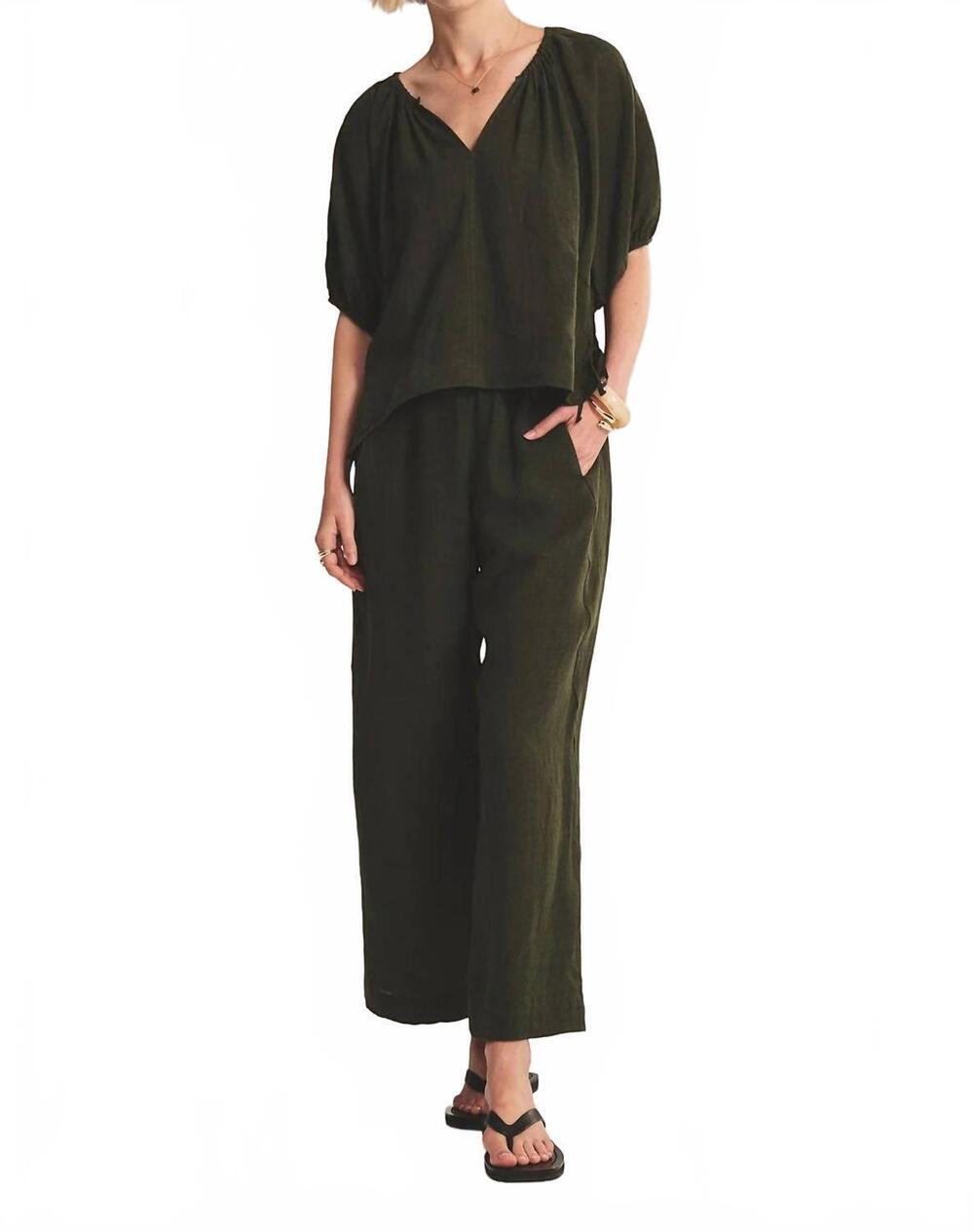 NEW VELVET BY GRAHAM & SPENCER lola wide-leg linen pants in tootsie